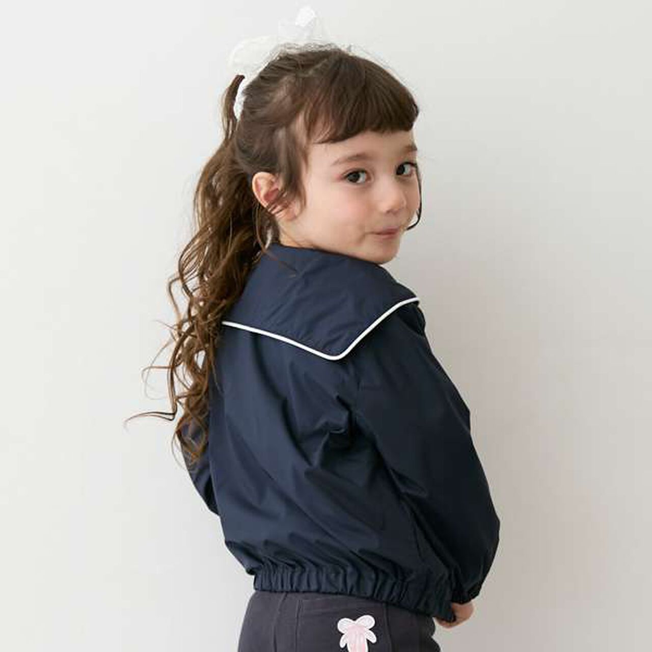 [Water-Repellent] Sailor Bomber Jacket (Kids),Pearl white, large image number 12