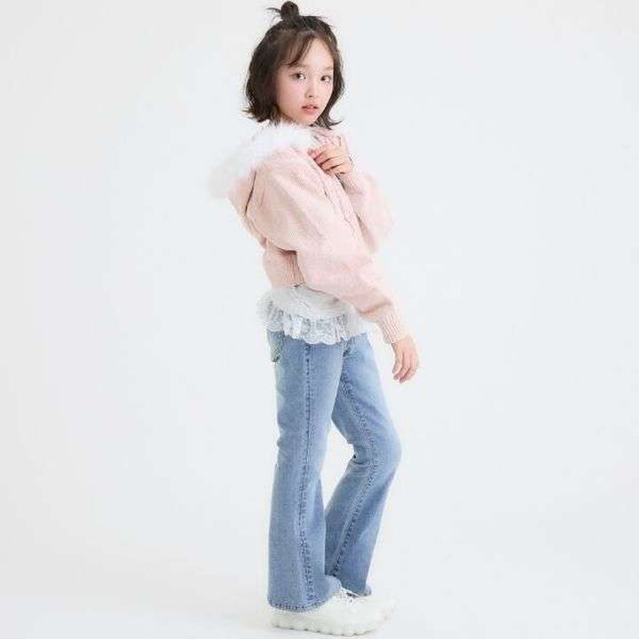 [Washable] Plush Knit Fur Zip Parka,Light pink, medium image number 1