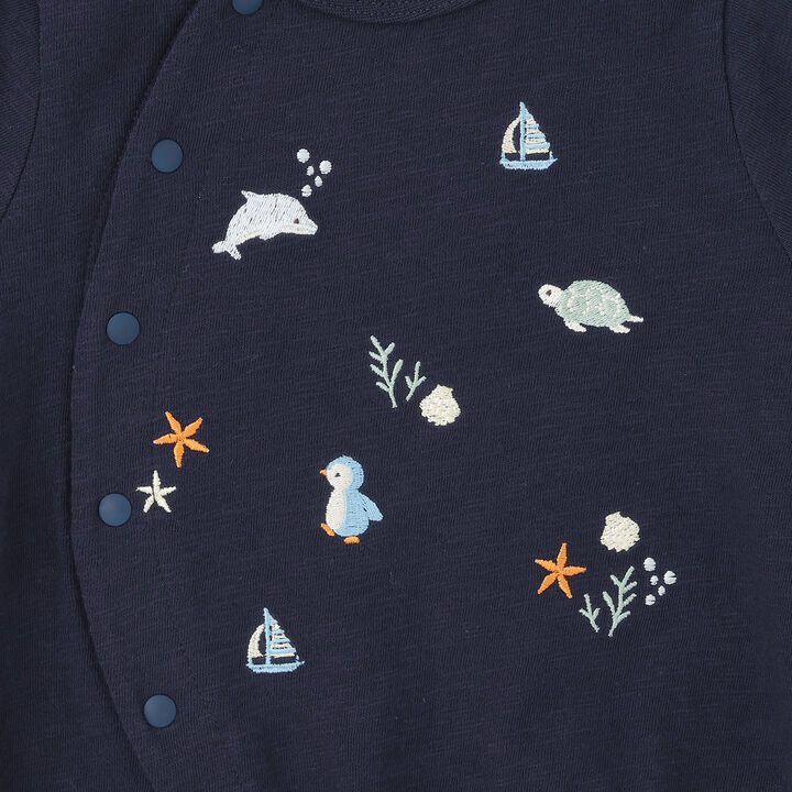 2WAY Embroidered Sea Creatures Romper,Pearl white, medium image number 4