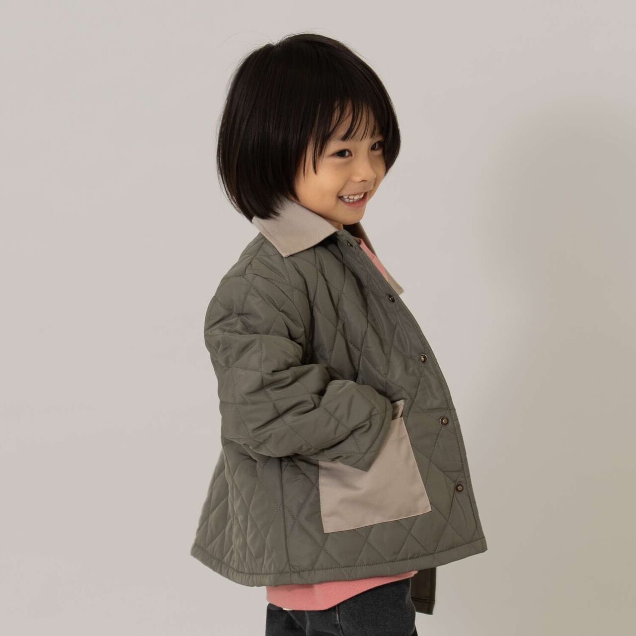 Quilted Jacket,Khaki, large image number 0