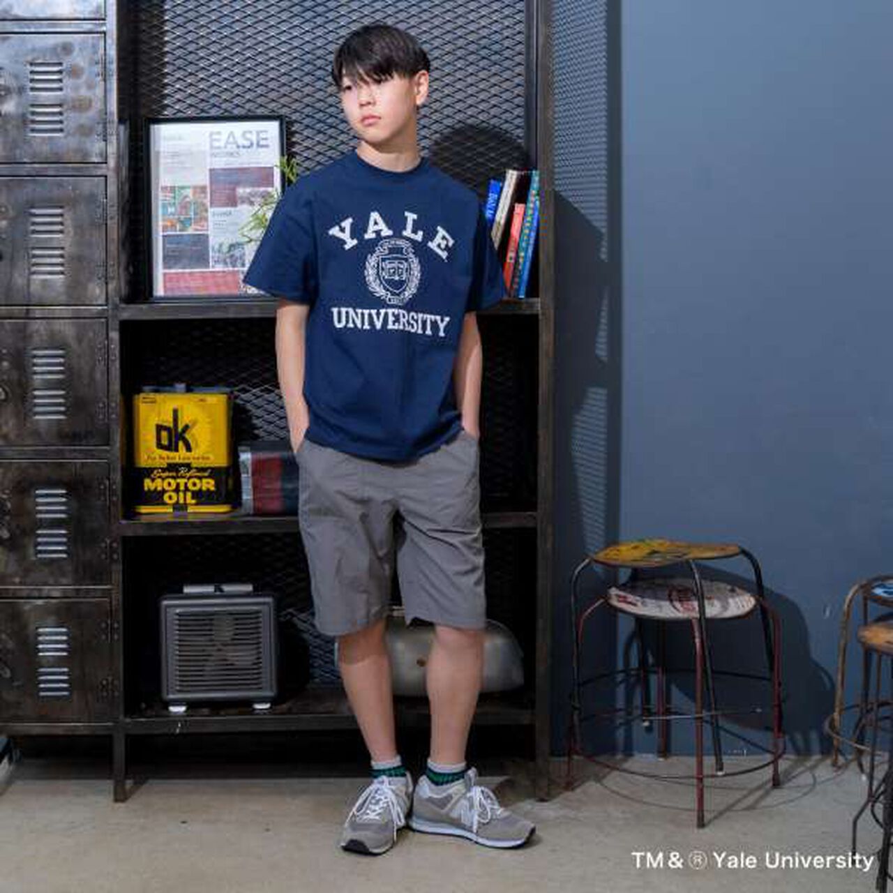 [Adult Size Available] [YALE] Cotton Short-Sleeve College Printed T-Shirt,White, large image number 1