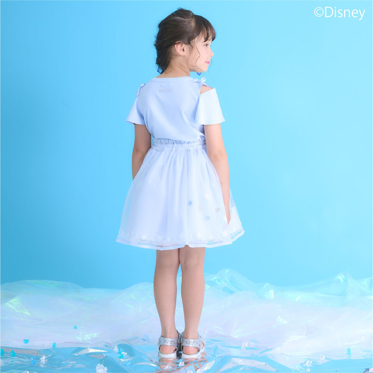 Frozen Elsa 2WAY T-Shirt [Cool Touch, UV Protection, Quick-Dry, Heat Shielding],Sax blue, large image number 3