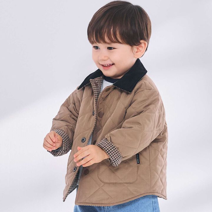 [Reversible] Check Quilted Jacket,Brown, medium image number 1