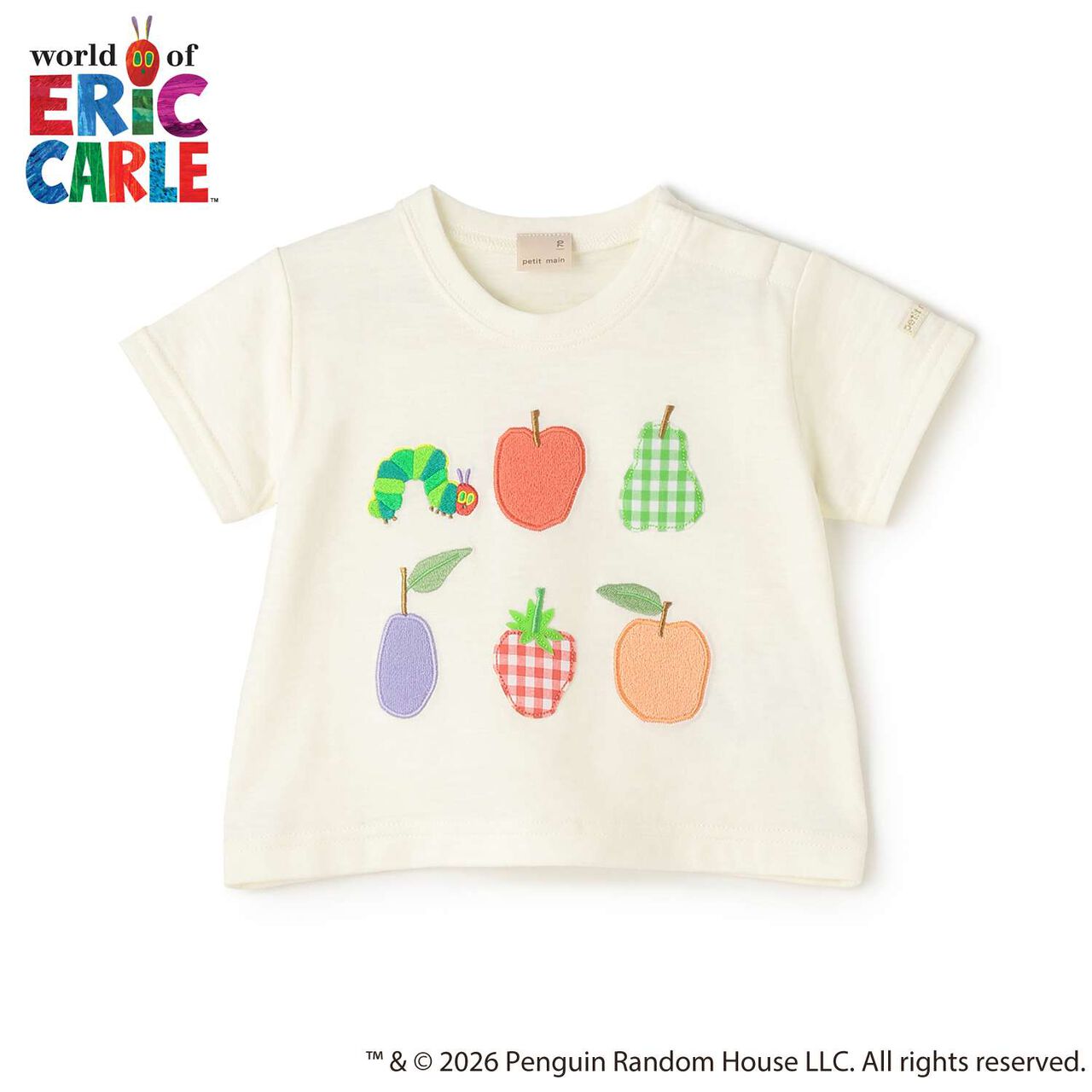 [Hungry Caterpillar] Fruit Appliqu&eacute; Short Sleeve T-Shirt,Light green, large image number 4