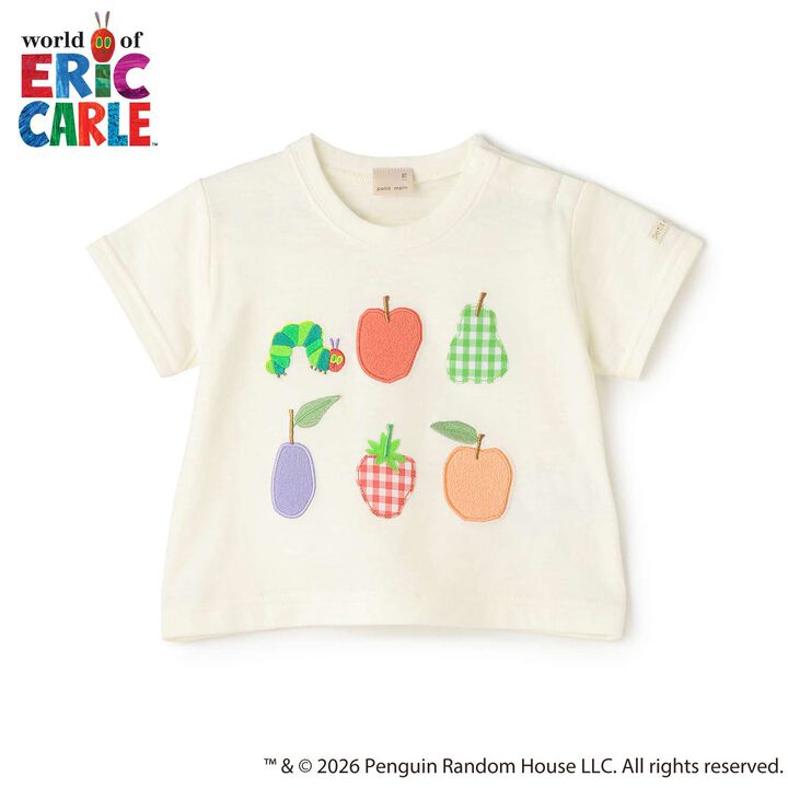 [Hungry Caterpillar] Fruit Appliqu&eacute; Short Sleeve T-Shirt,Light green, medium image number 4
