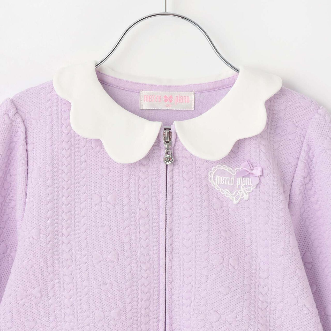 Ballet Scallop Trim Front-Opening Jacquard One-Piece Dress,Lavender, large image number 2