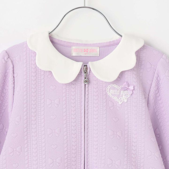 Ballet Scallop Trim Front-Opening Jacquard One-Piece Dress,Lavender, medium image number 2