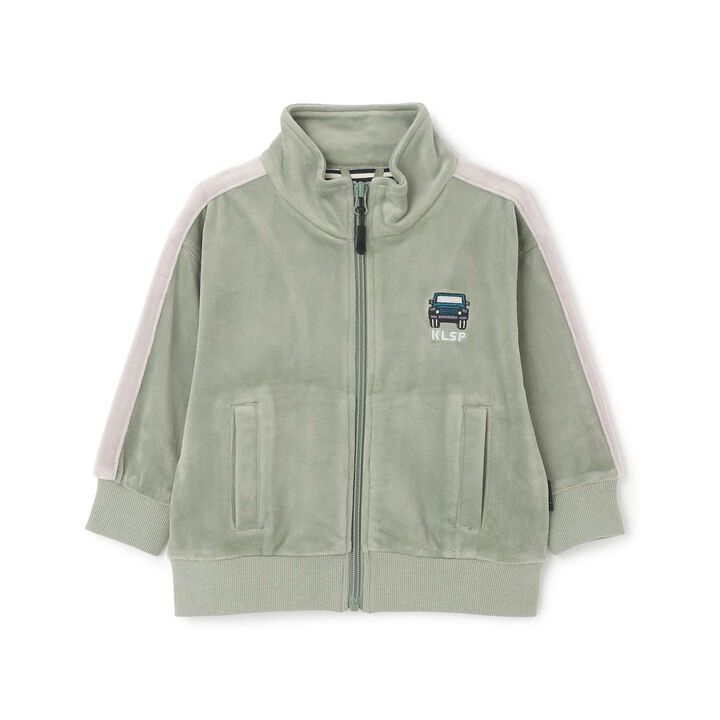 Velour Long-Sleeve Zip-Up Jacket with Car Embroidery,Khaki, medium image number 0