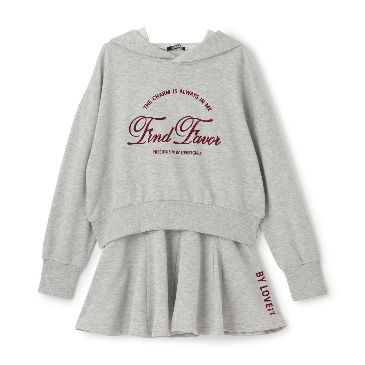 Hoodie & Skirt Set,Medium gray, large image number 3