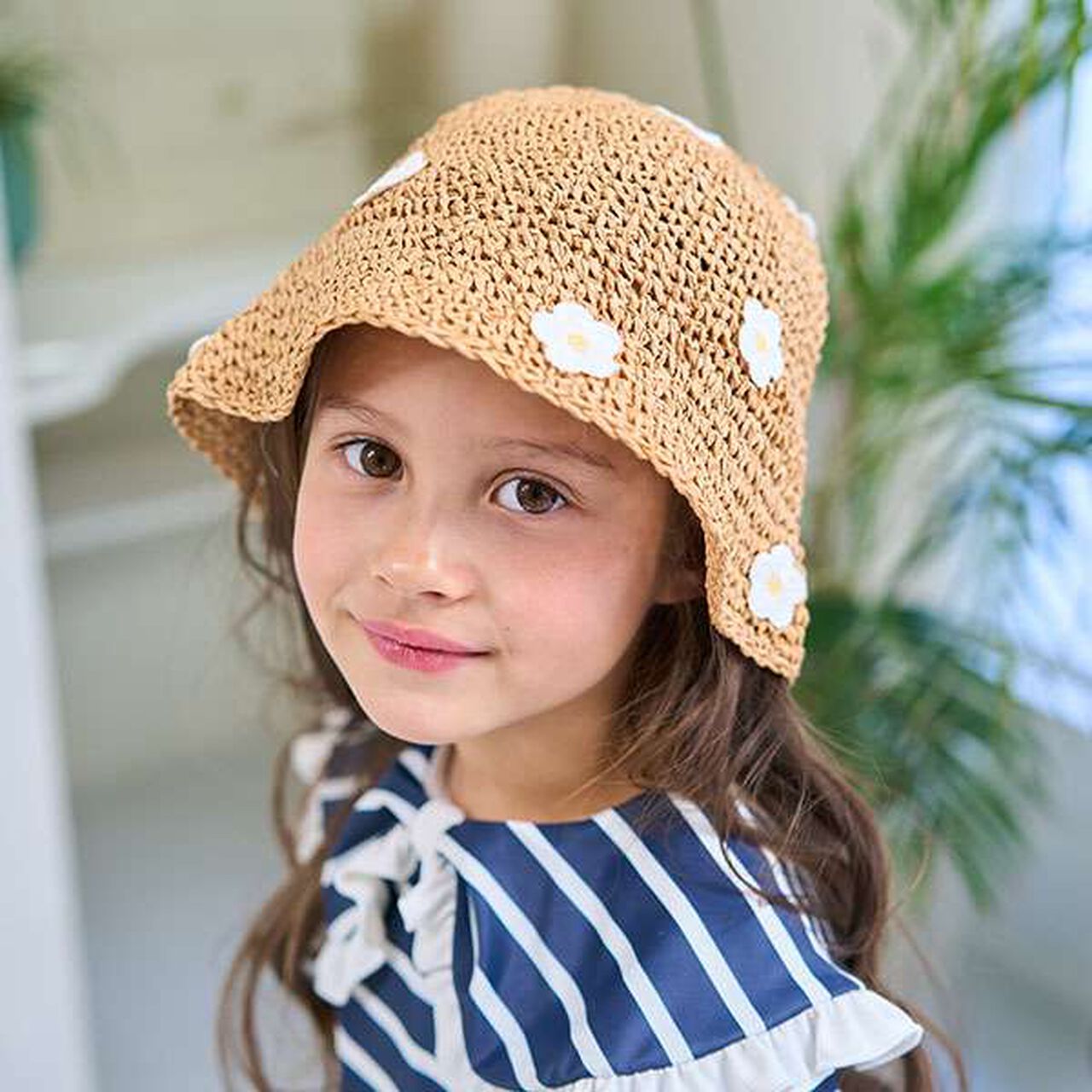 Flower Patch Paper Hat,Camel, large image number 0