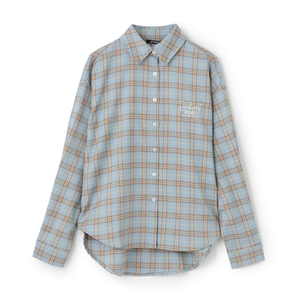 Checkered Loose Shirt,Blue, large image number 9