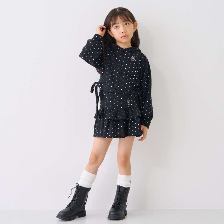 Drawstring Polka Dot Zip Parka,Smoke white, medium image number 3
