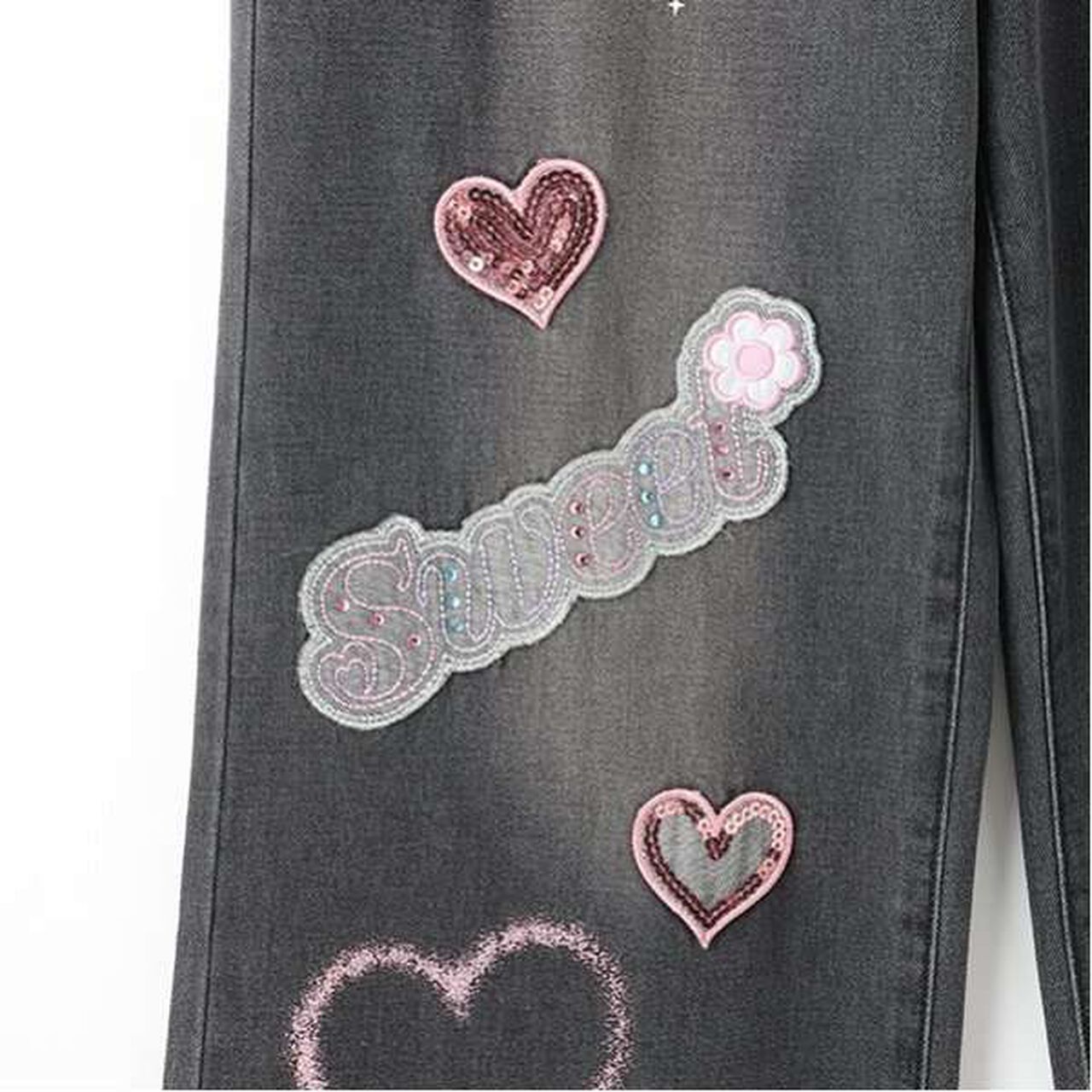 Reissue ♪ Decorative Wide Denim Pants,Black, large image number 6