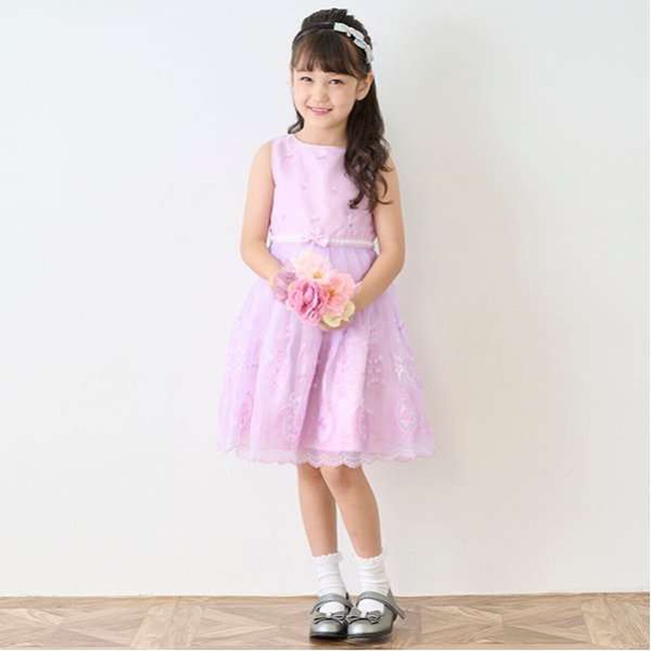 Rose Embroidery Organza One-Piece Dress,Black, large image number 20