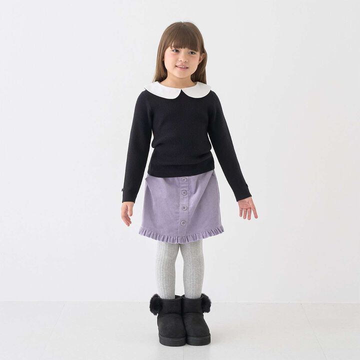 [Machine Washable] Ribbed Knit with Collar,Striped, medium image number 9