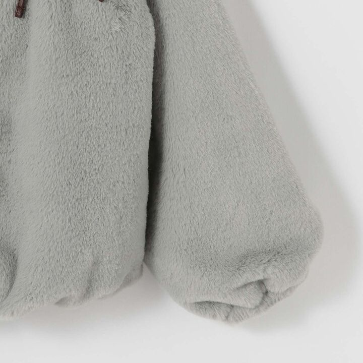 Ribbon Fur Bomber Jacket,Beige, medium image number 9