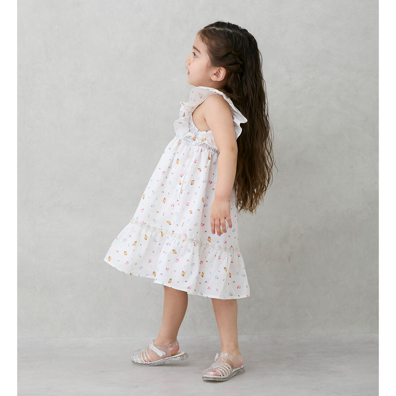 Shirred Tiered One-Piece Dress,Pink, large image number 1