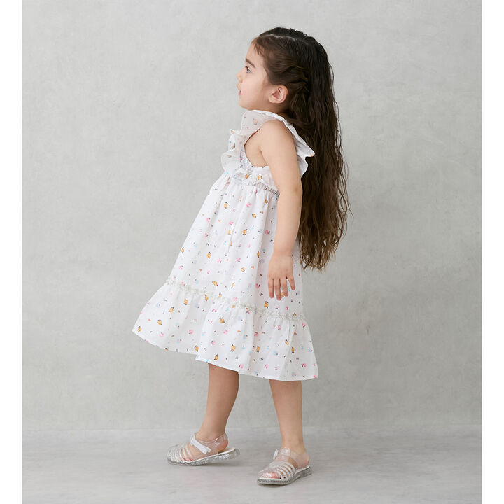 Shirred Tiered One-Piece Dress,Pink, medium image number 1