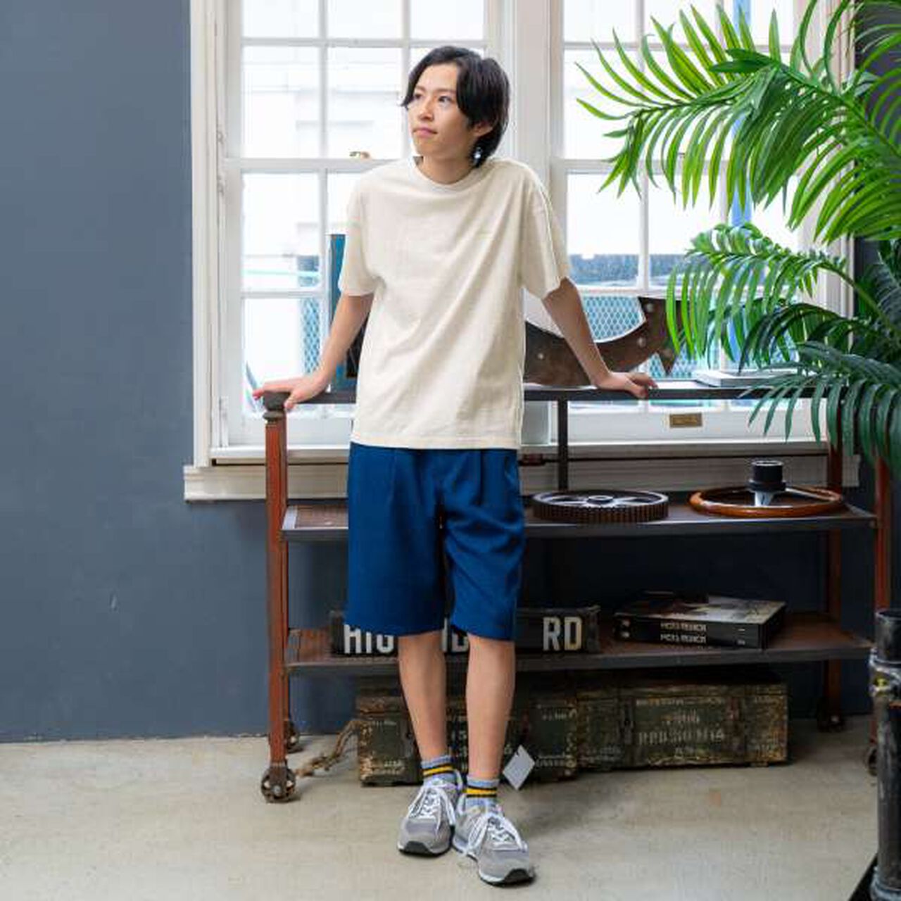 [Anti-Stain] Resort Back Print Short Sleeve T-Shirt,Navy, large image number 5