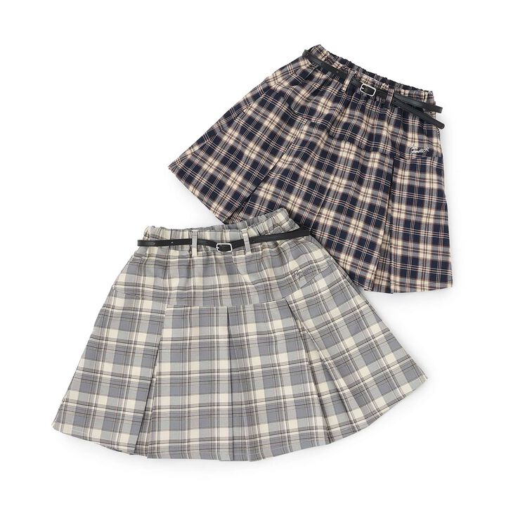 Checkered Box Pleat Skirt & Inner Pants Set[Available in 130cm],Navy, medium image number 11