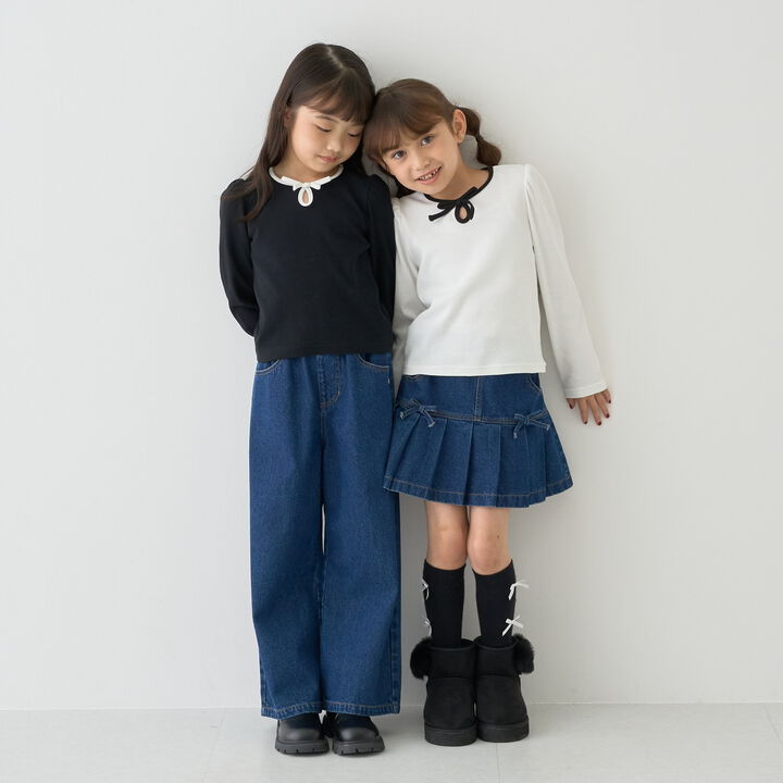 [Mini Length] Bi-Color Ribbon Ribbed Top,Blue gray, medium image number 11