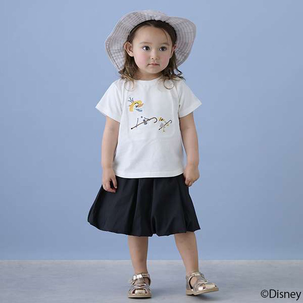 [Disney] Olaf Appliqué T-Shirt,Black, large image number 4