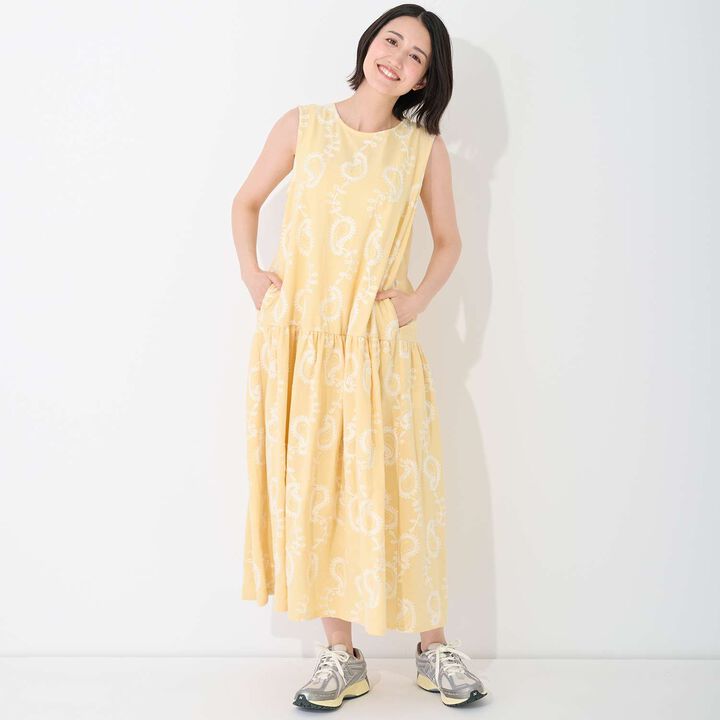 [Link] Paisley Embroidered One-Piece Dress,Cream, medium image number 3