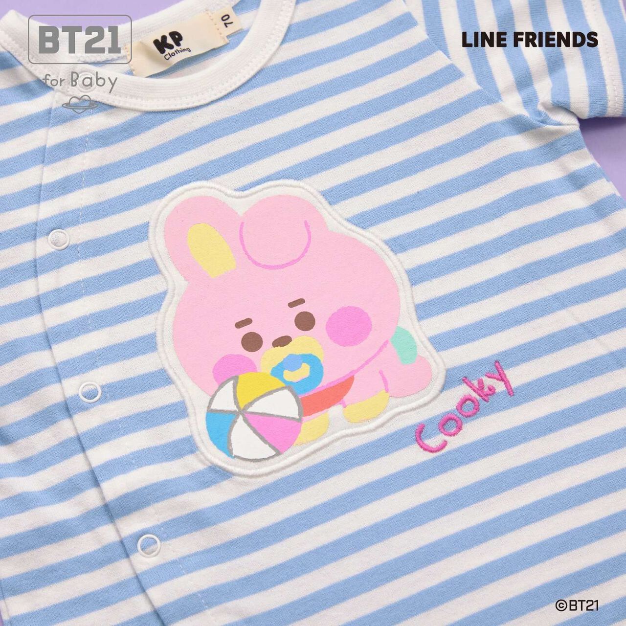 [BT21] Appliqu&eacute; Stripe Pattern Short Overall,Mint, large image number 18