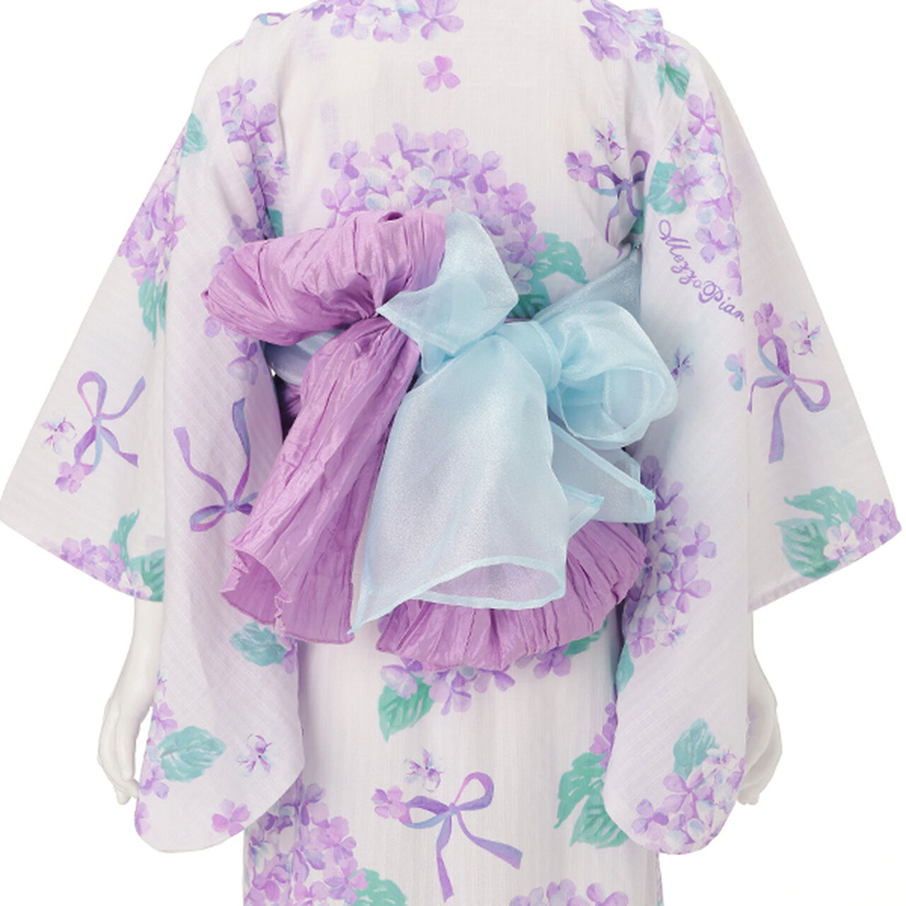 Watercolor Hydrangea Pattern Yukata,Light blue, large image number 8