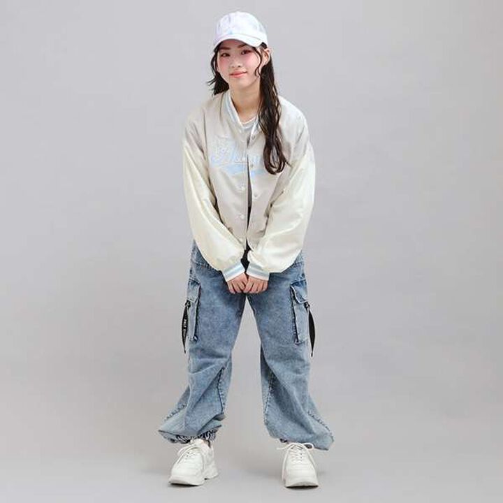 Cheer Logo Appliqu&eacute; Varsity Jacket,Gray, medium image number 11