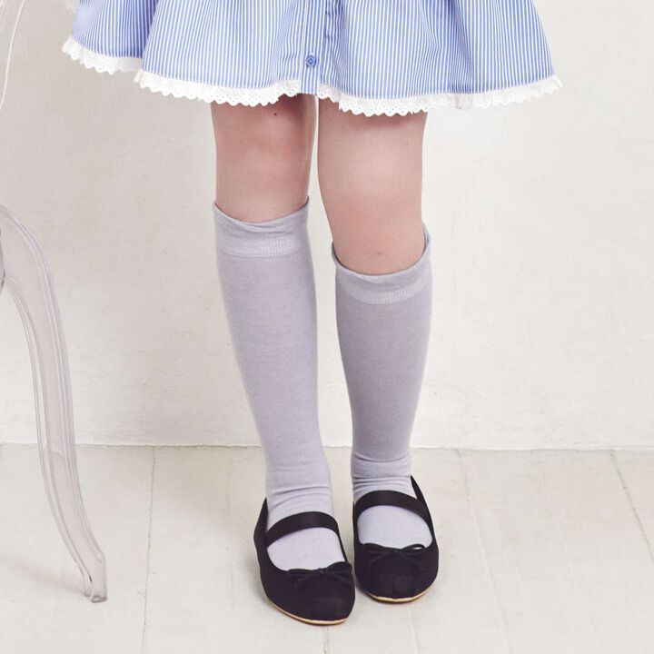 Ribbon & Logo Knee-High Socks,Silver gray, medium image number 0