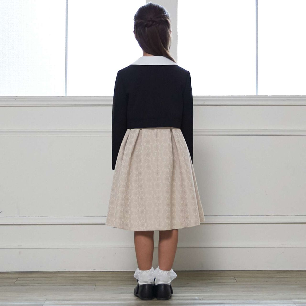 [Formal] Jacquard Ribbon OP + Collared JK Set,Beige, large image number 2