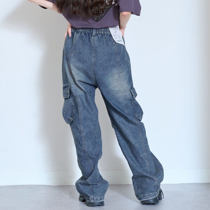 [LTXC/ME DENIM] Stretch Quick-Dry Denim Cargo Pants with Belt Loops,Blue, medium image number 6