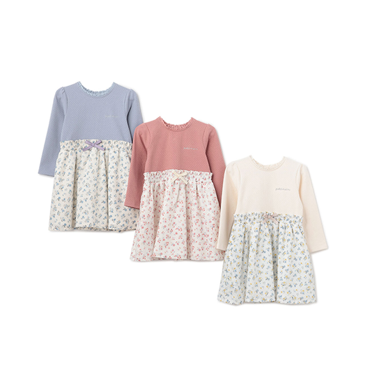 Cut & Fabric Contrast One-Piece Dress,Ivory, large image number 2