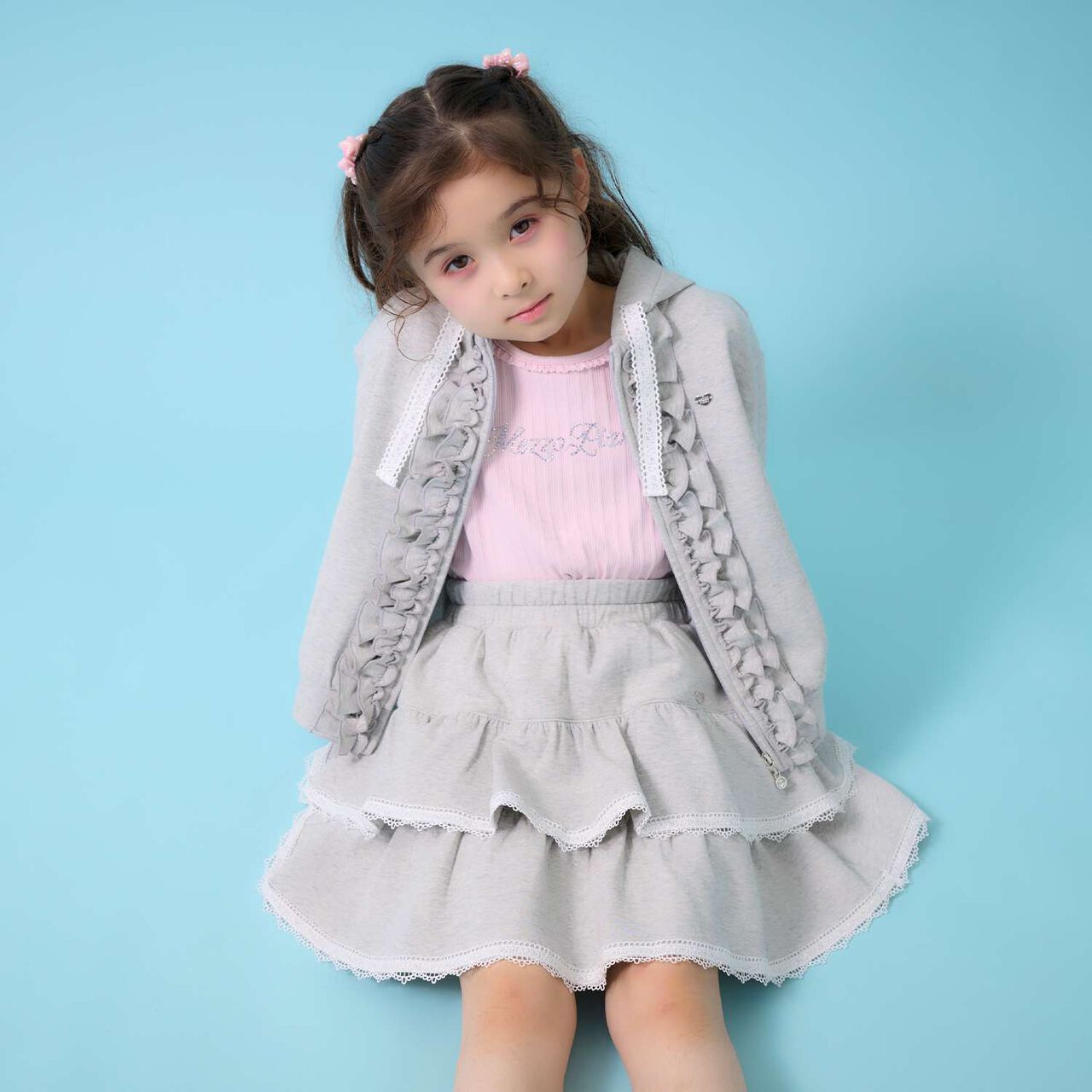 Lame Cardboard Frill Zip Parka,Pink, large image number 17