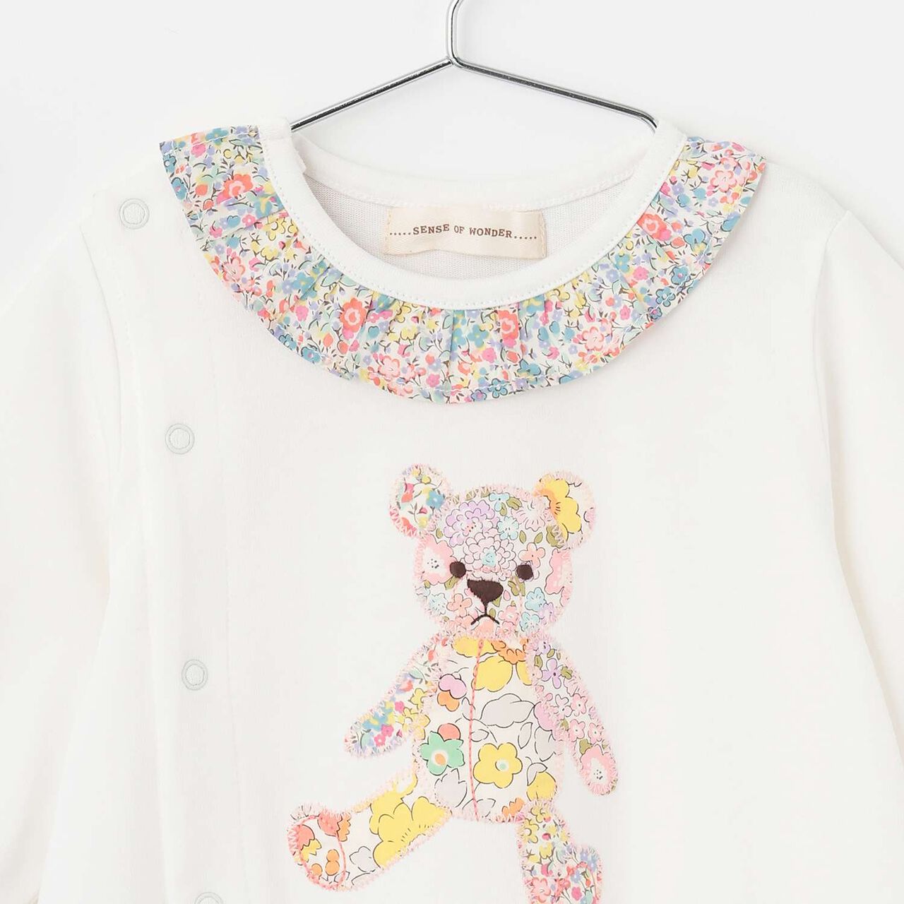 Liberty Rabbit & Bear Appliqu&eacute; 2WAY Romper,Pearl white, large image number 3