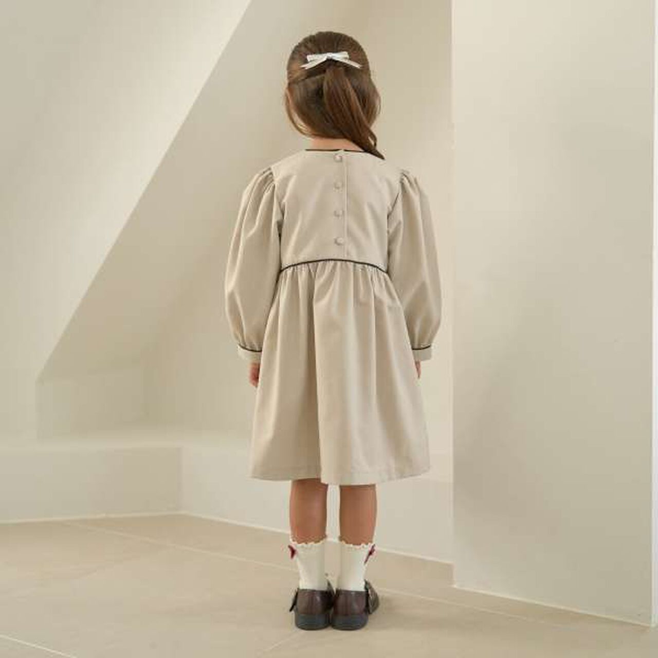 Removable Collar Occasion One-Piece Dress,Gray, large image number 3