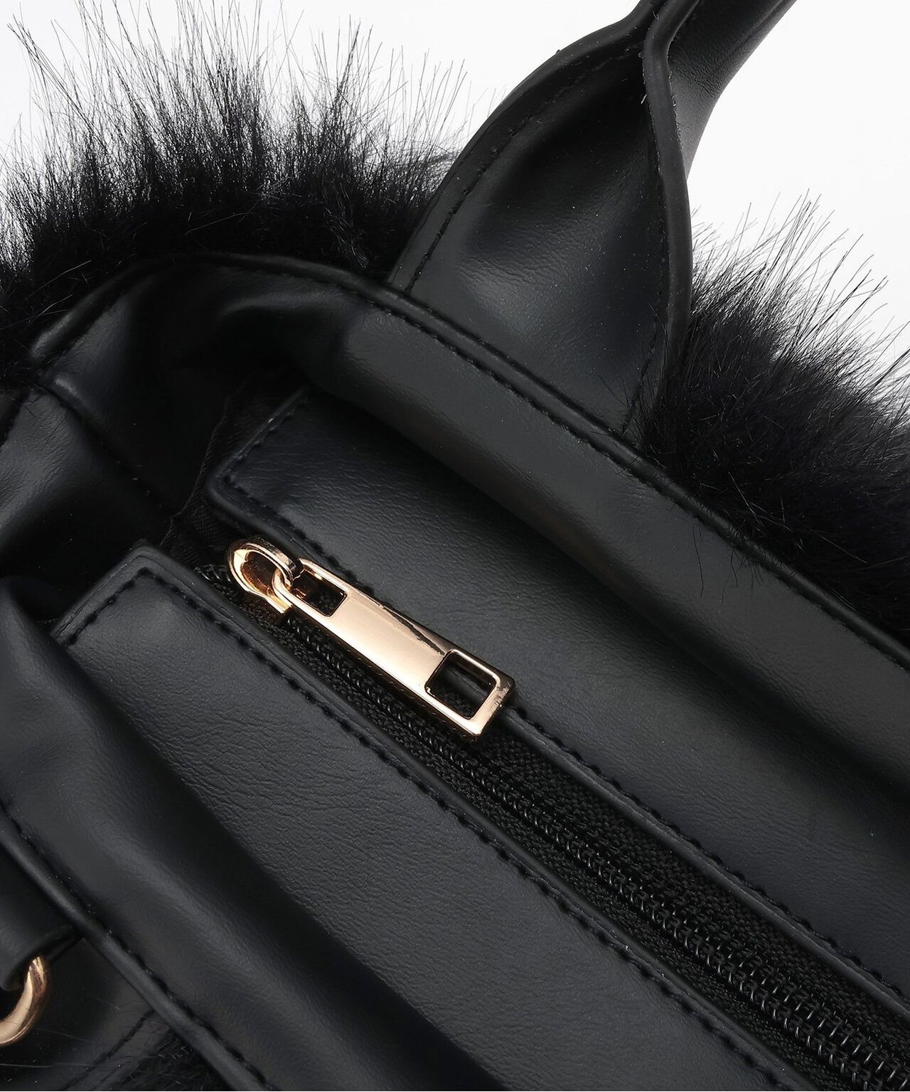 Faux Fur 2 WAY Bag,Black, large image number 7
