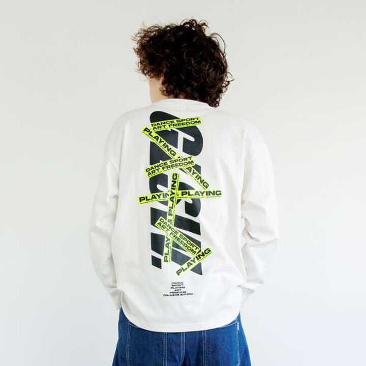 [GLSW.] Logo Reflective Print Long-Sleeve T-Shirt,White, medium image number 0