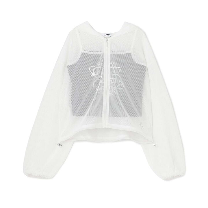 [LTXC/Antibacterial Deodorant] Mesh Hoodie with Camisole,Off white, medium image number 6