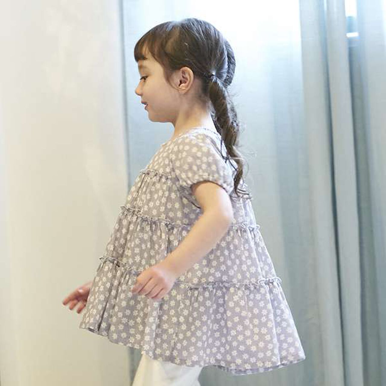 Smile Series Crinkled Tunic (Kids),Light gray, large image number 7