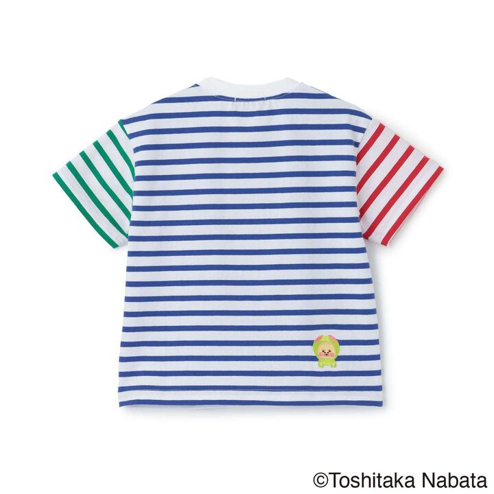 [Kobito Zukan] Stripe Pattern Short-Sleeve T-Shirt,Navy, medium image number 1