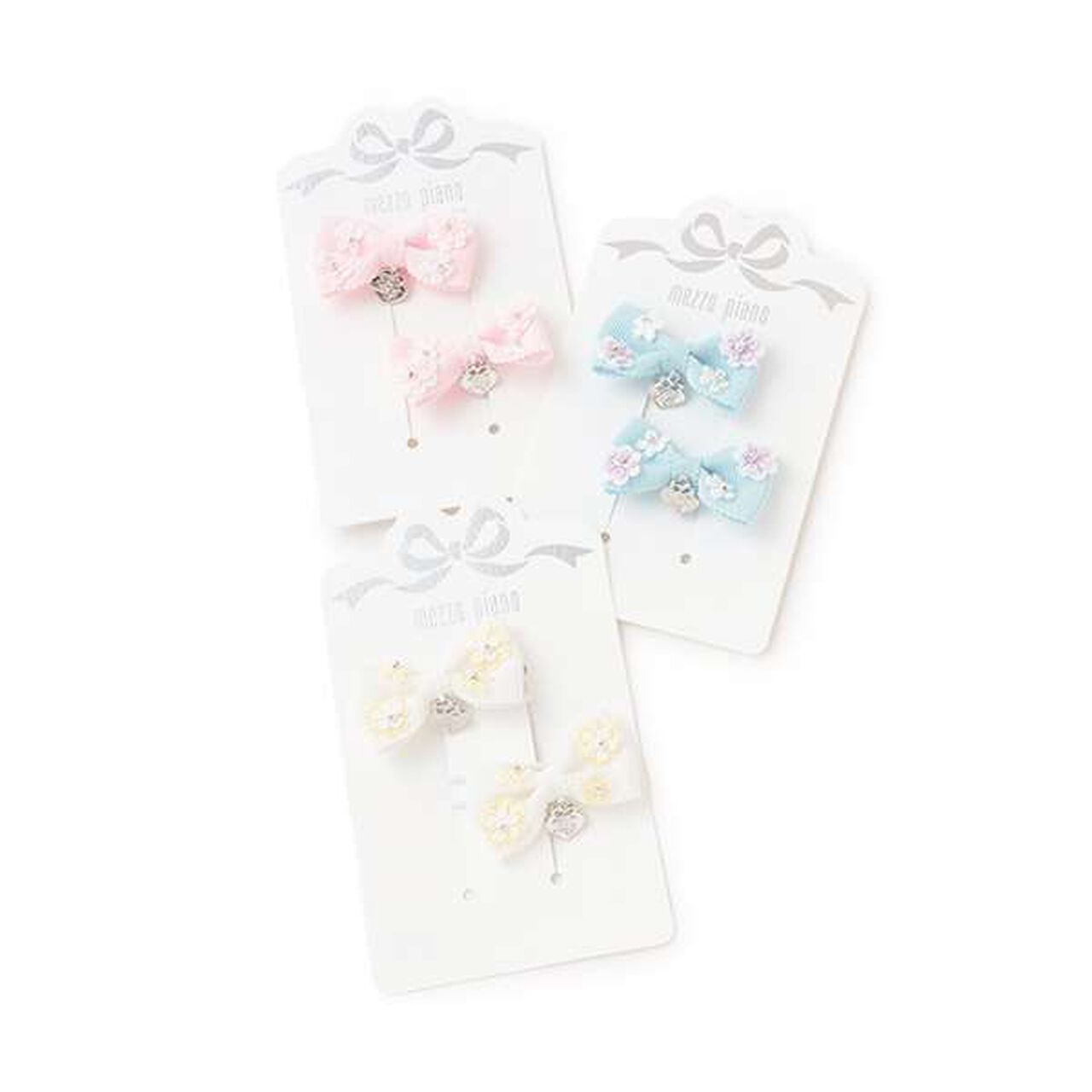 Flower Ribbon Hair Ponytail Holder 2-Piece Set,Off white, large image number 4