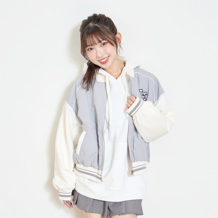 LTXC Water-Repellent Padded Varsity Jacket,Gray, medium image number 0