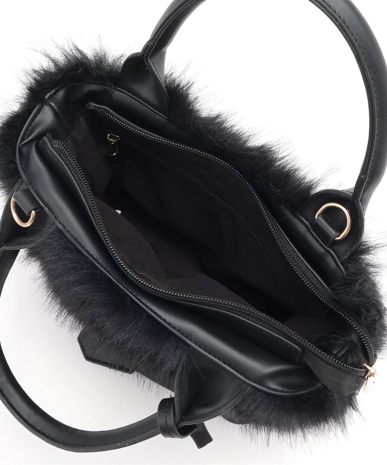Faux Fur 2 WAY Bag,Black, large image number 9