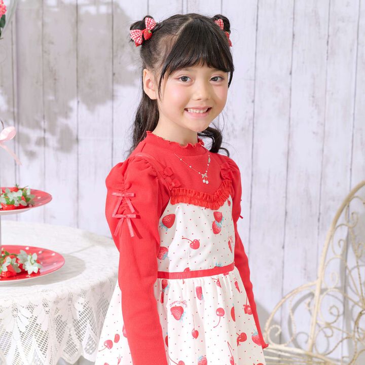 Necklace Embroidery Petite High-Neck Long-Sleeve T-Shirt,, medium