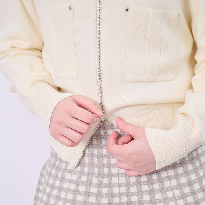 [AMI] Double Zipper Knit Cardigan × Checkered Mermaid Skirt,Off white, medium image number 19