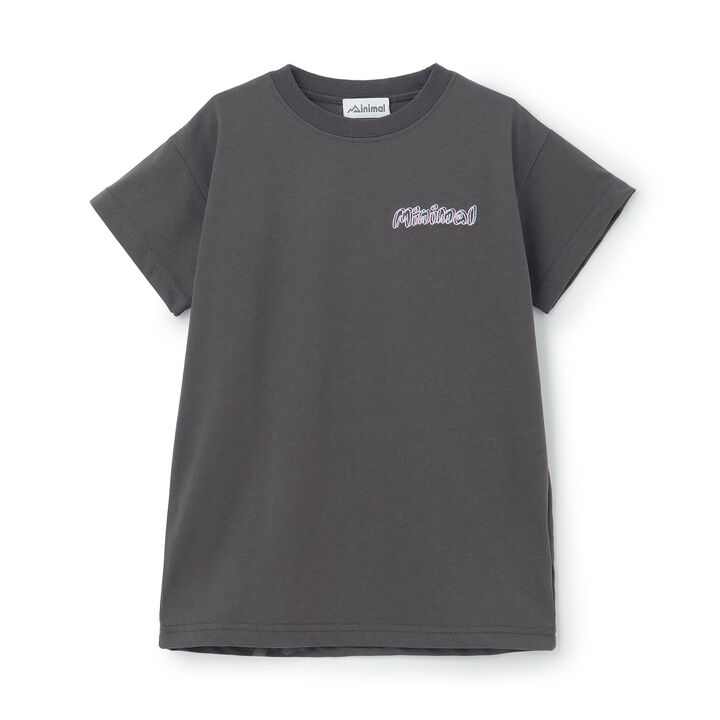 [Cool Touch] Back Photo Short-Sleeve T-Shirt One-Piece Dress,Charcoal gray, medium image number 0