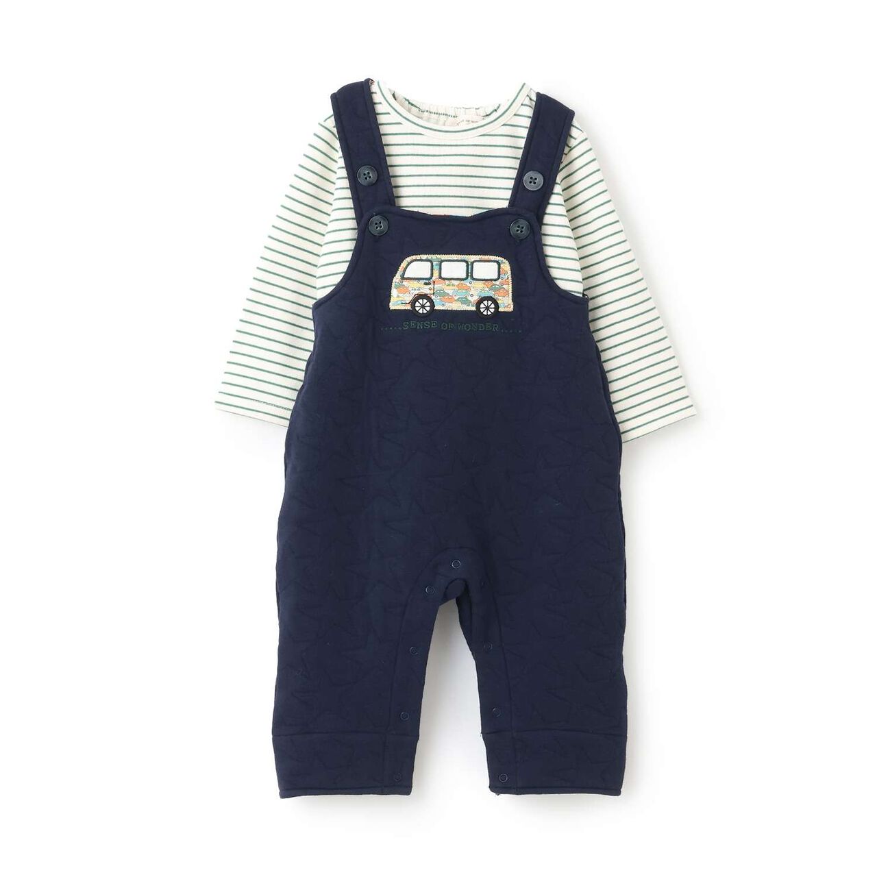 Liberty Appliqué Overalls Suit,Navy, large image number 0