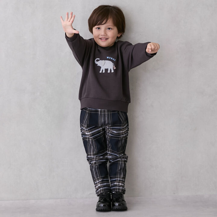 Checkered Stretch Pants,Navy, medium image number 0